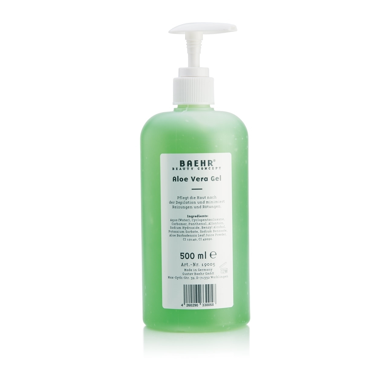BAEHR BEAUTY CONCEPT Aloe Vera Gel Flasche inkl. Pumpe 500 ml BAEHR BEAUTY CONCEPT Aloe Vera Gel Flasche inkl. Pumpe 500 ml