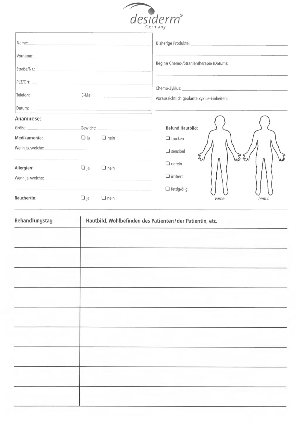 desiderm Anamnesekarten, 10 Stück desiderm Anamnesekarten, 10 Stück