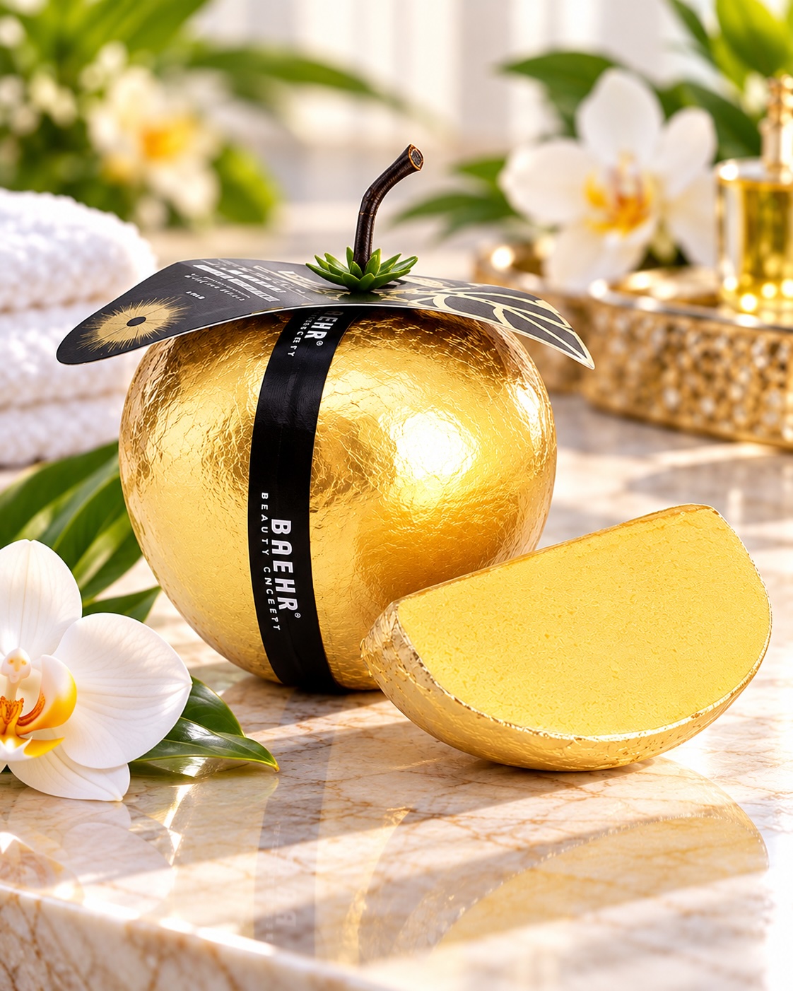 BAEHR BEAUTY CONCEPT Badefizzer Winter Glamour in Apfelform mit Apfelduft, 4 x 50 g