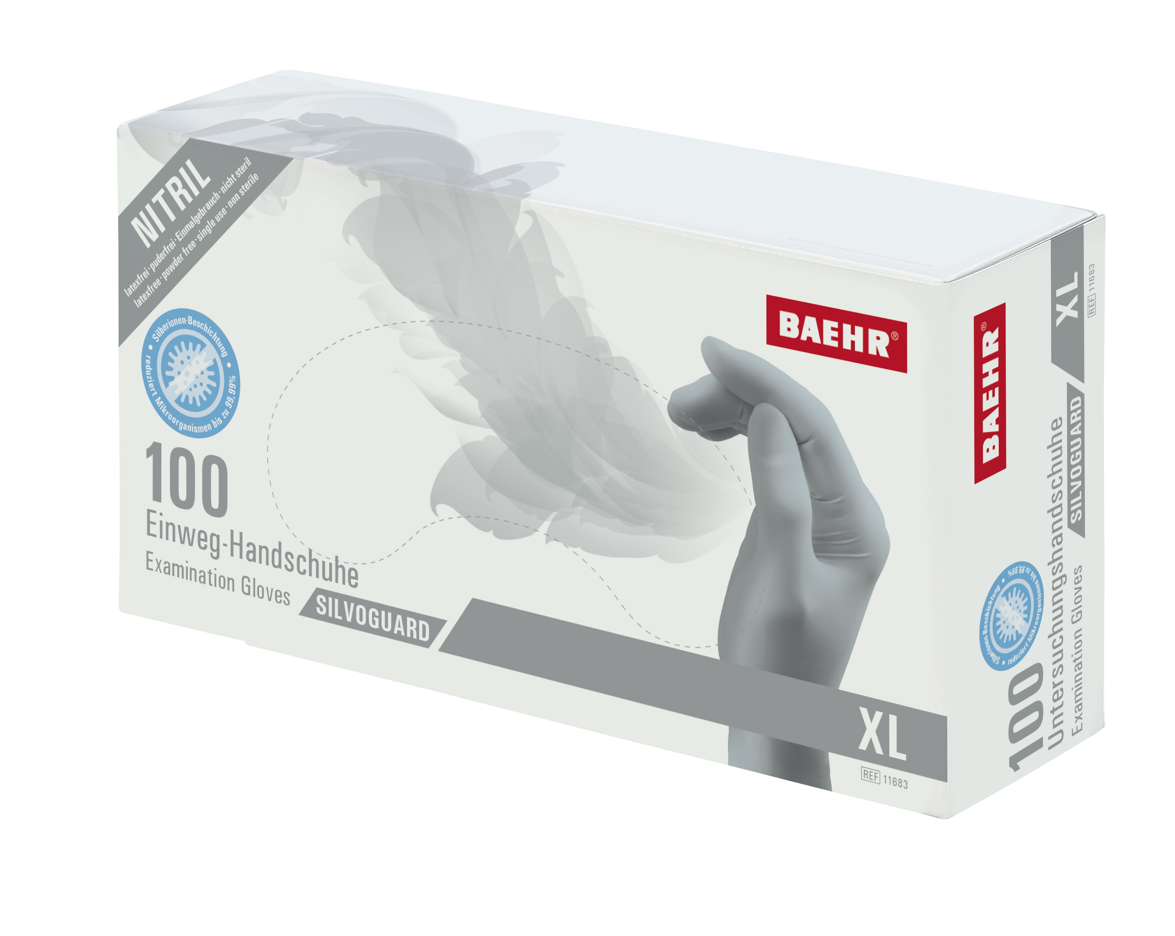 BAEHR Nitril-Einmalhandschuhe SILVOGUARD | XL extra-groß 100 Stück