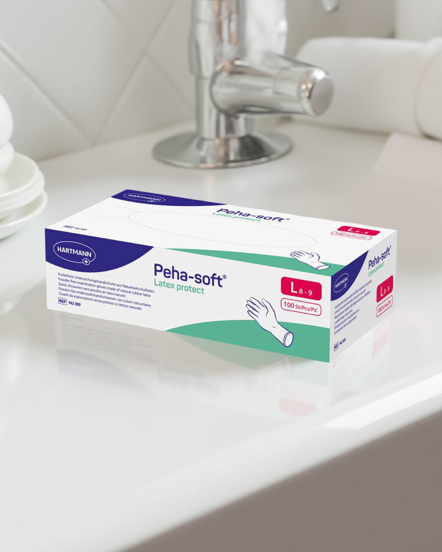 Peha-soft Latex protect Einmalhandschuhe puderfrei | L groß 100 Stück  Peha-soft Latex protect Einmalhandschuhe puderfrei | L groß 100 Stück