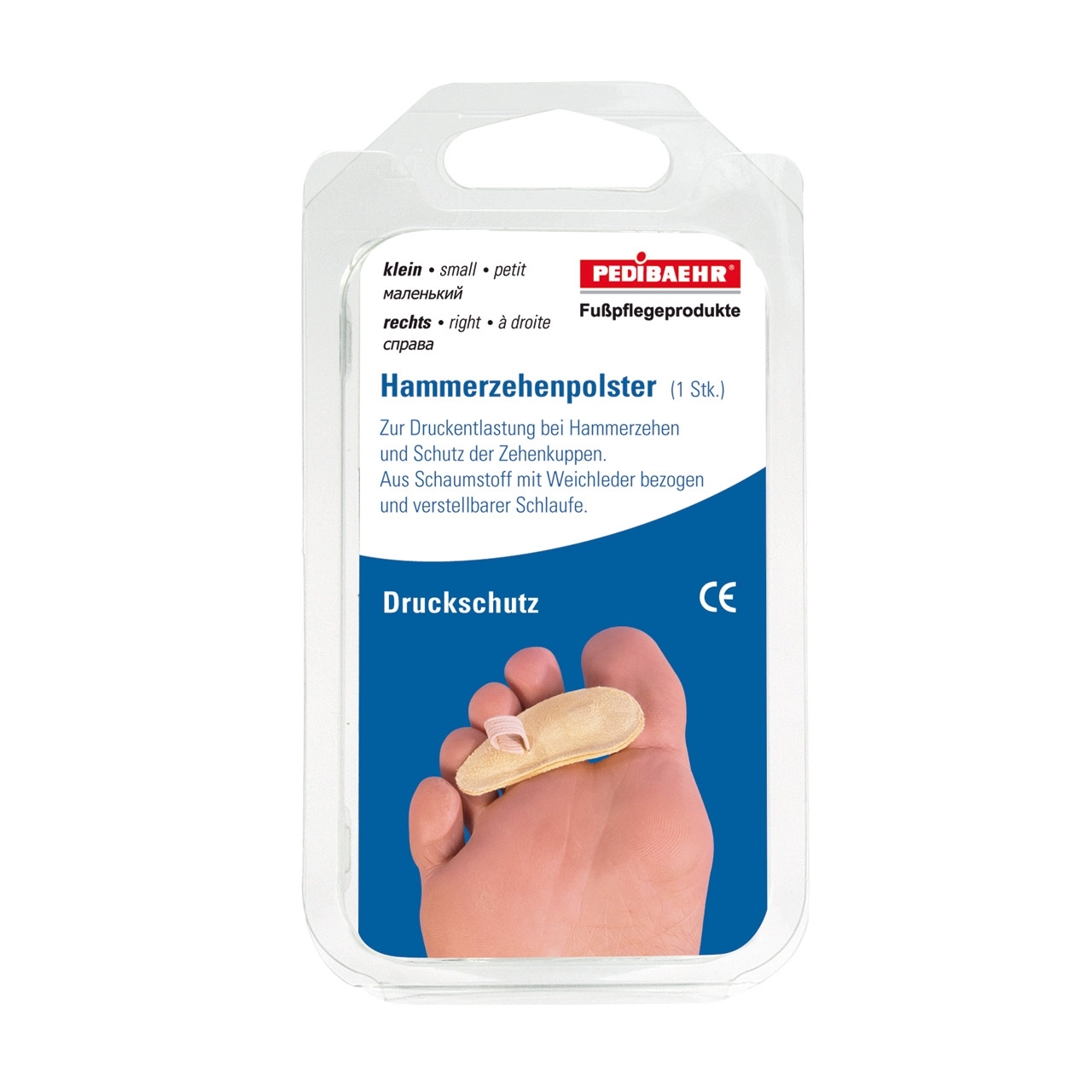 🔴 PEDIBAEHR Hammerzehenpolster, klein rechts | Weichleder | 1 Stück 🔴 PEDIBAEHR Hammerzehenpolster, klein rechts | Weichleder | 1 Stück