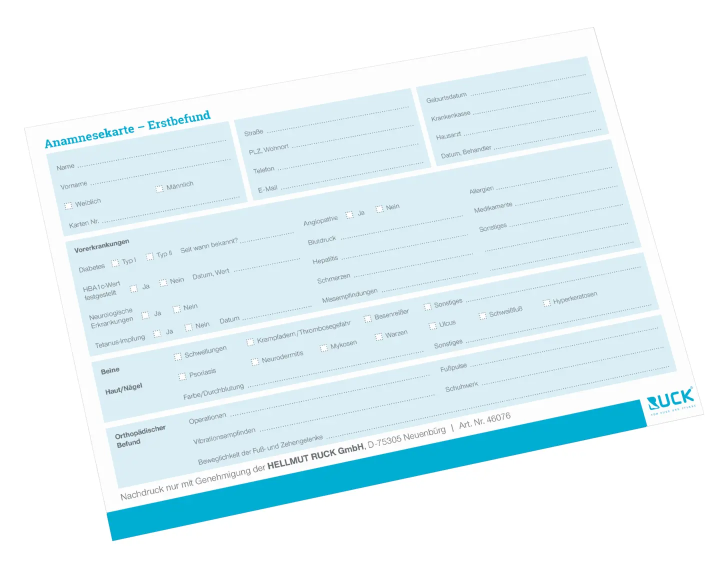 RUCK Anamnesekarte, Erstbefund 100 Stück RUCK Anamnesekarte, Erstbefund 100 Stück