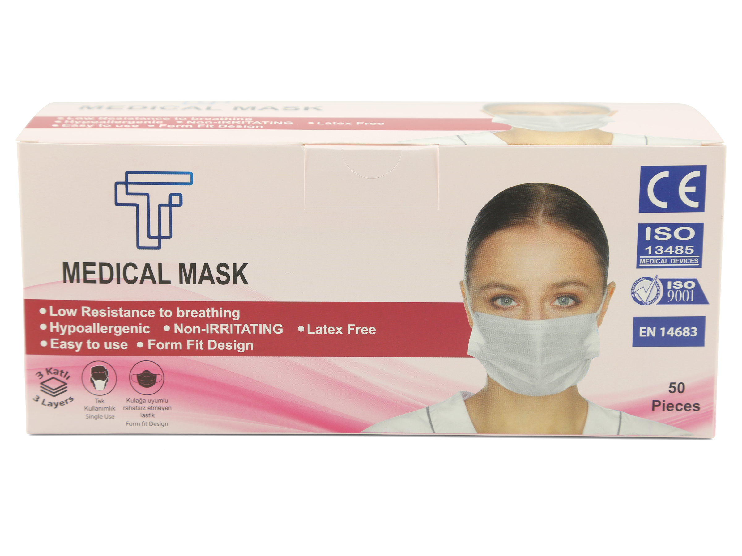 Medical Mask Einmal-Mundschutz 3-lagig weiß 50 Stück | EN 14683 ISO 13485 Medical Mask Einmal-Mundschutz 3-lagig weiß 50 Stück | EN 14683 ISO 13485