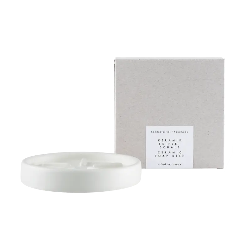 RUCK® Keramik-Seifenschale, handgefertigt, Ø 12 cm off-white
