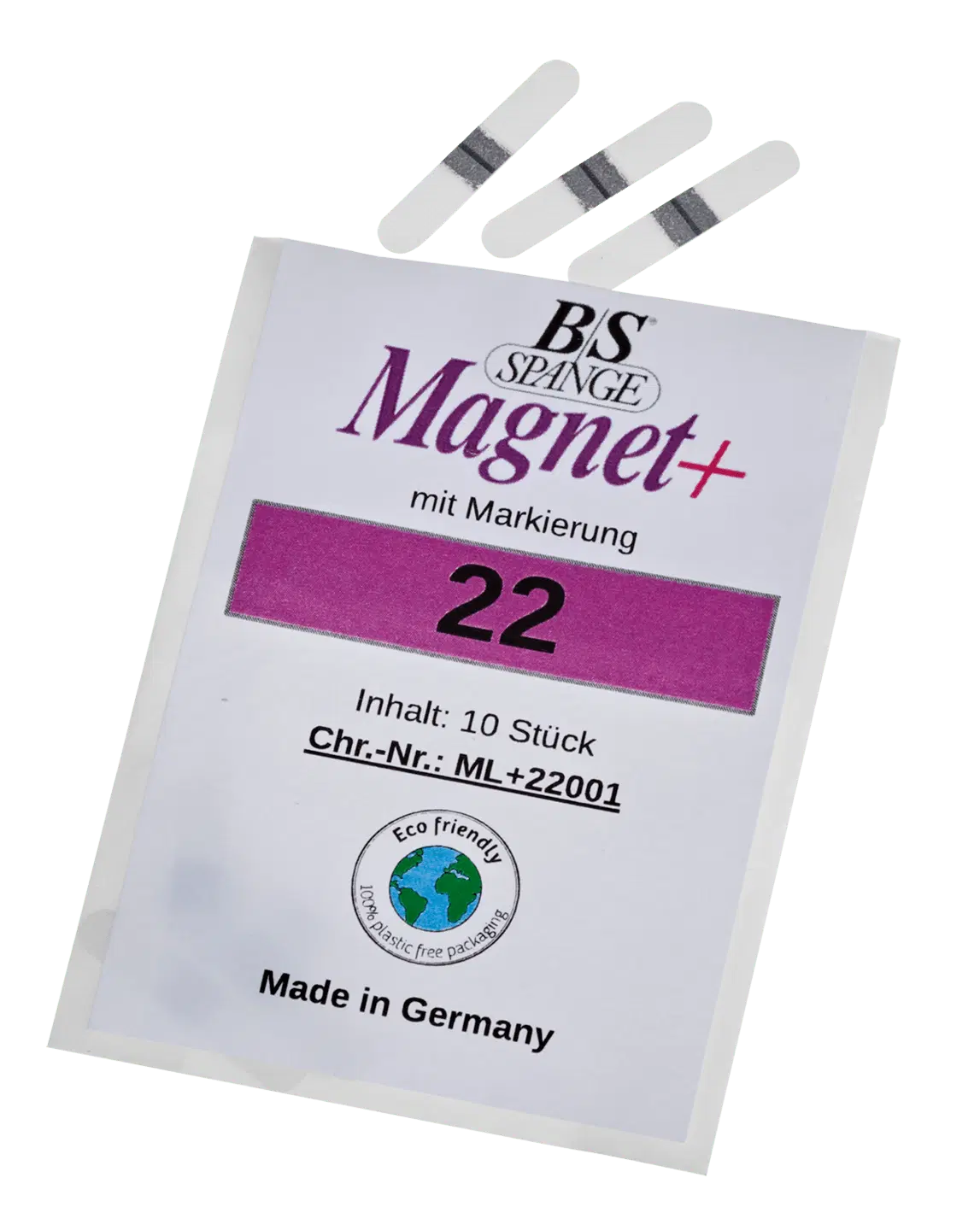 B/S Spange Magnet+ mit Markierung | Länge 22 Breite 4 mm 10 Stück B/S Spange Magnet+ mit Markierung | Länge 22 Breite 4 mm 10 Stück