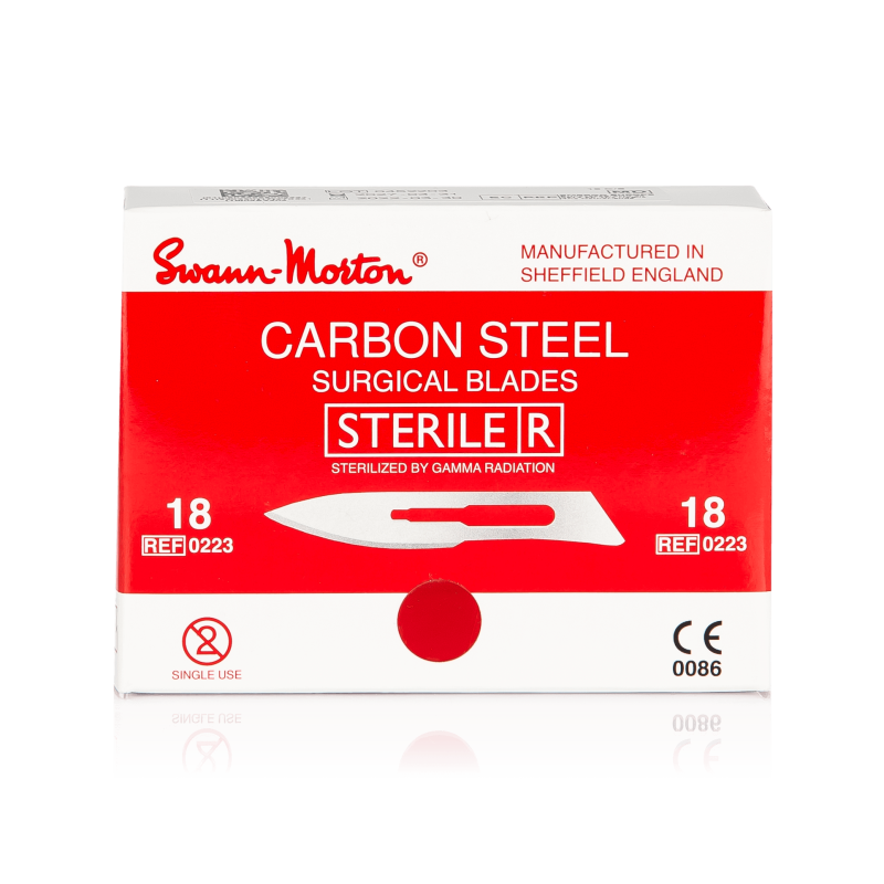 SWANN-MORTON Carbonstahl-Klingen Nr. 18 steril (100 Stück)