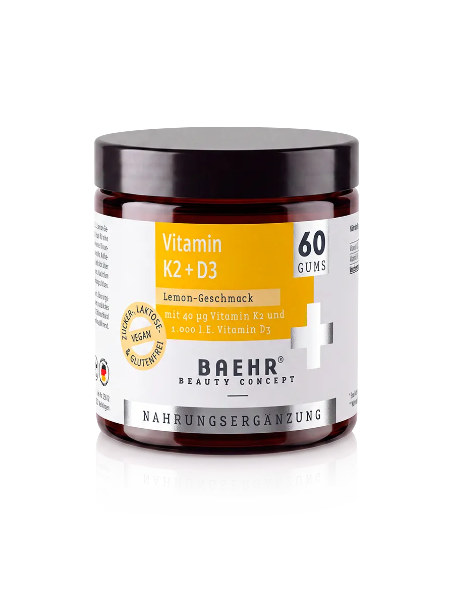 BAEHR Vitamin K2+D3 Gums mit 40 µg Vitamin K2 und 1000 I.E. Vitamin D3, Lemon-Geschmack