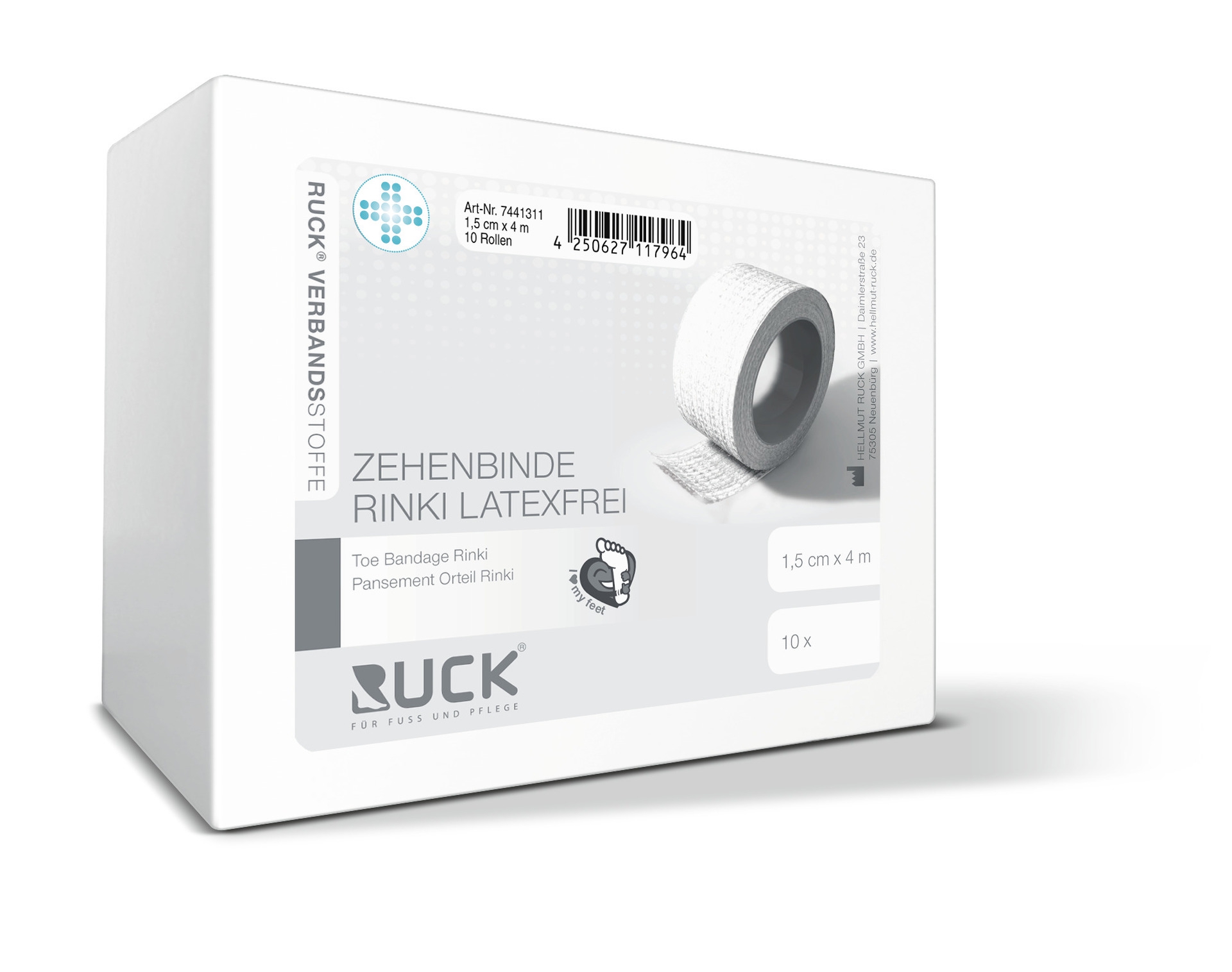 RUCK VERBANDSSTOFFE Zehenbinde Rinki 2,5 cm x 4 m | 10 Rollen RUCK VERBANDSSTOFFE Zehenbinde Rinki 2,5 cm x 4 m | 10 Rollen
