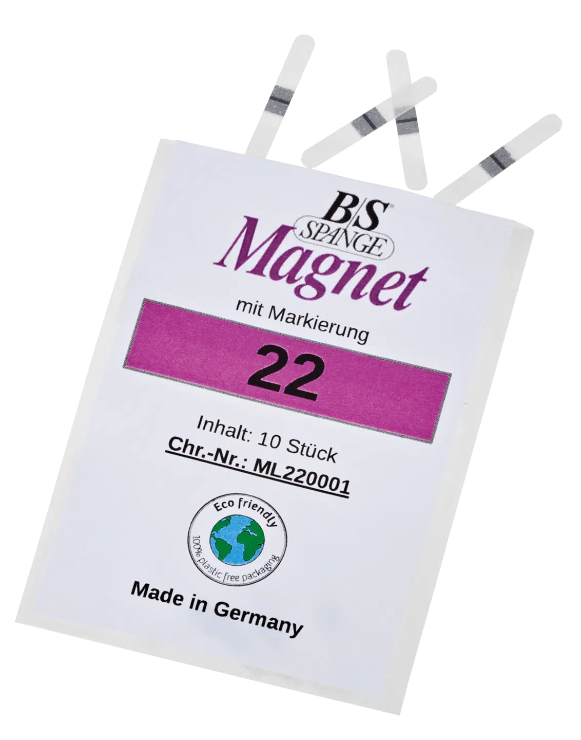 B/S Spangen Magnet mit Markierung | Länge 22 Breite 3 mm 10 Stück