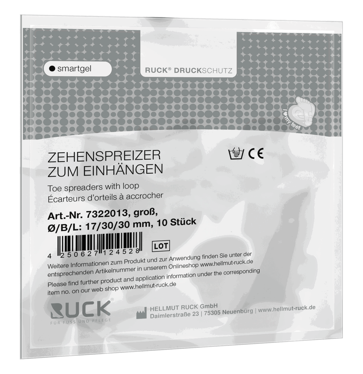 RUCK smartgel Zehenspreizer zum Einhängen, Gr. L, B/L/Ø: 30/30/17 mm, 10 Stück