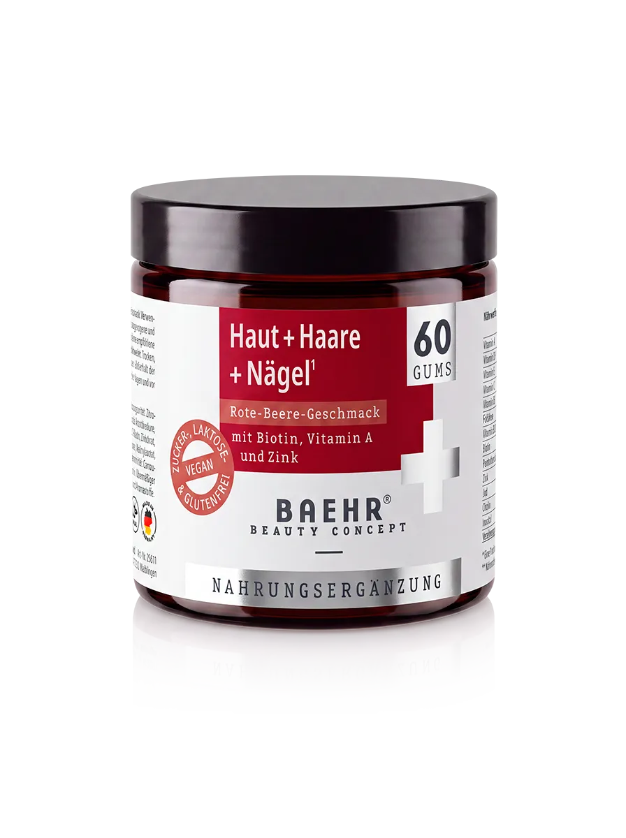 BAEHR Haut + Haare + Nägel Gums mit Biotin, Vitamin A und Zink, Rote-Beere-Geschmack