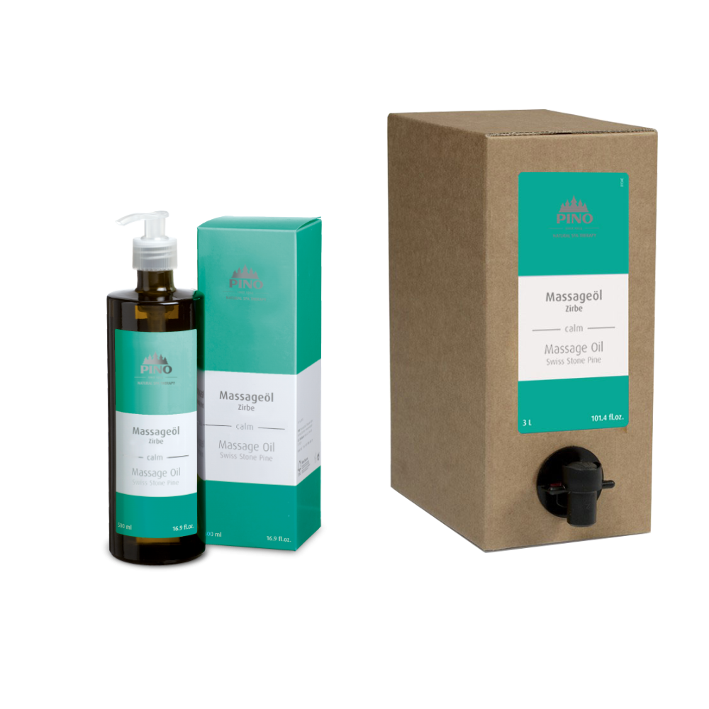 PINO naturreine Aroma Massageöle Zirbe - calm 0,5 l  PINO naturreine Aroma Massageöle Zirbe - calm 0,5 l
