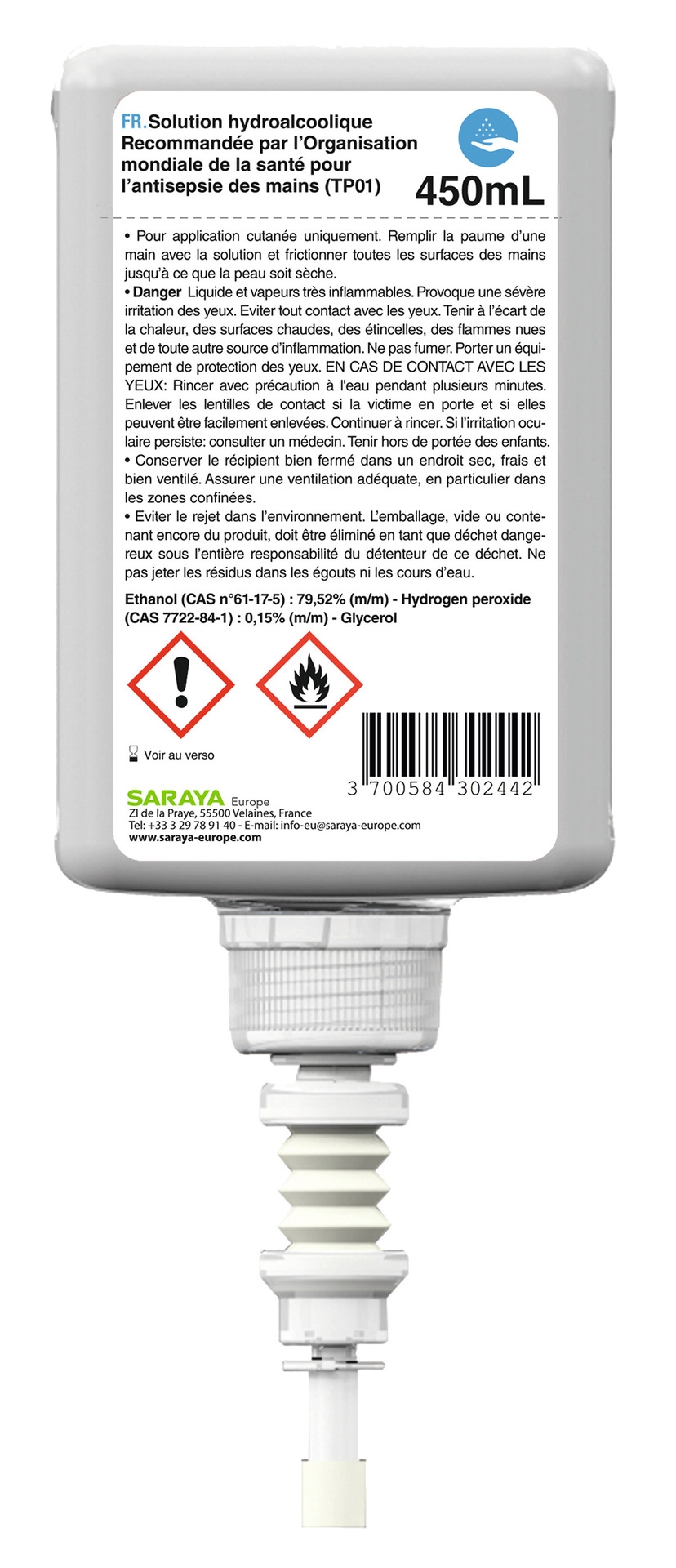 Saraya Alsoft WHO Händedesinfektion | 450 ml für Spender Saraya Alsoft WHO Händedesinfektion | 450 ml für Spender