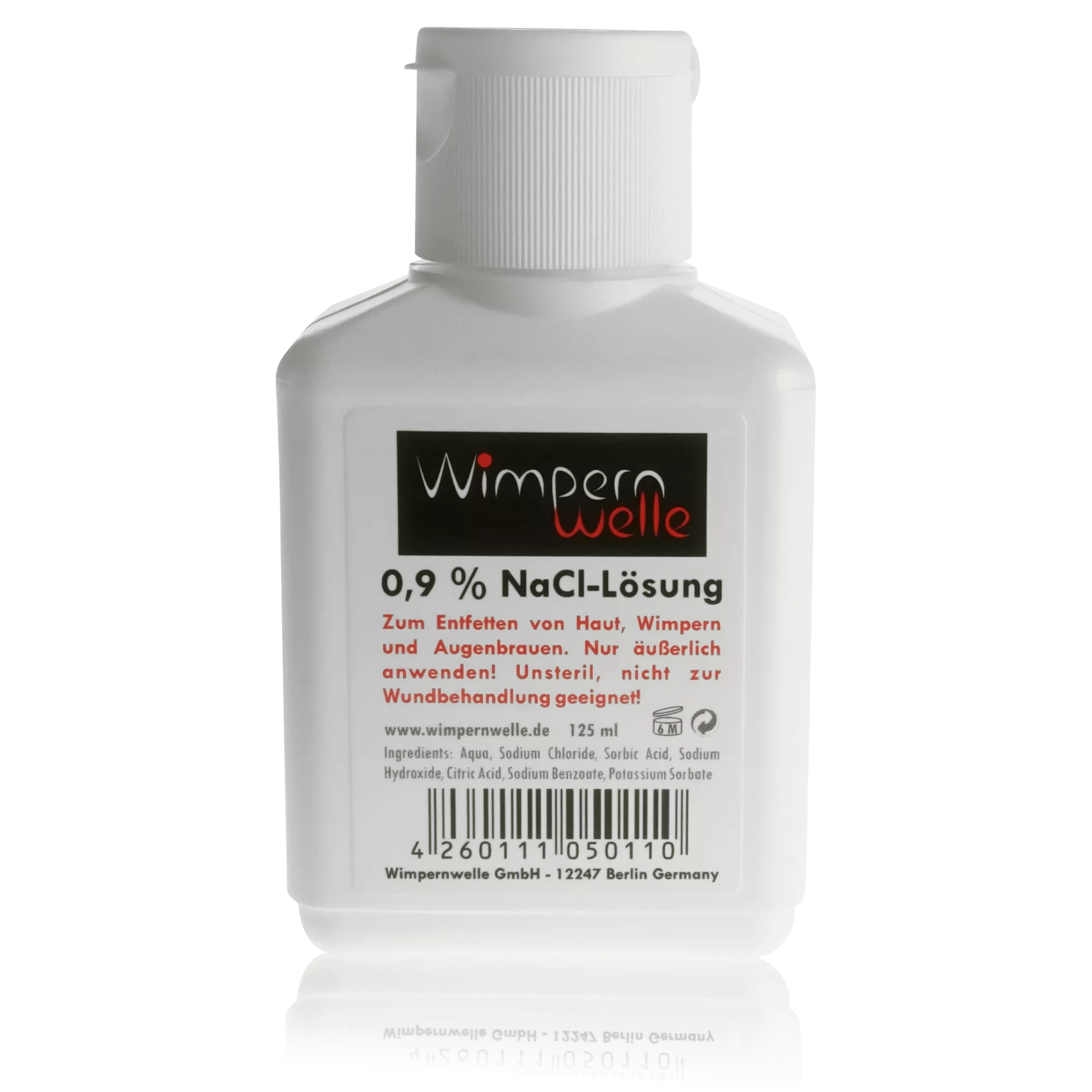 Wimpernwelle physische Kochsalzlösung zum Entfetten von Haut und Wimpern, 125 ml Wimpernwelle physische Kochsalzlösung zum Entfetten von Haut und Wimpern, 125 ml