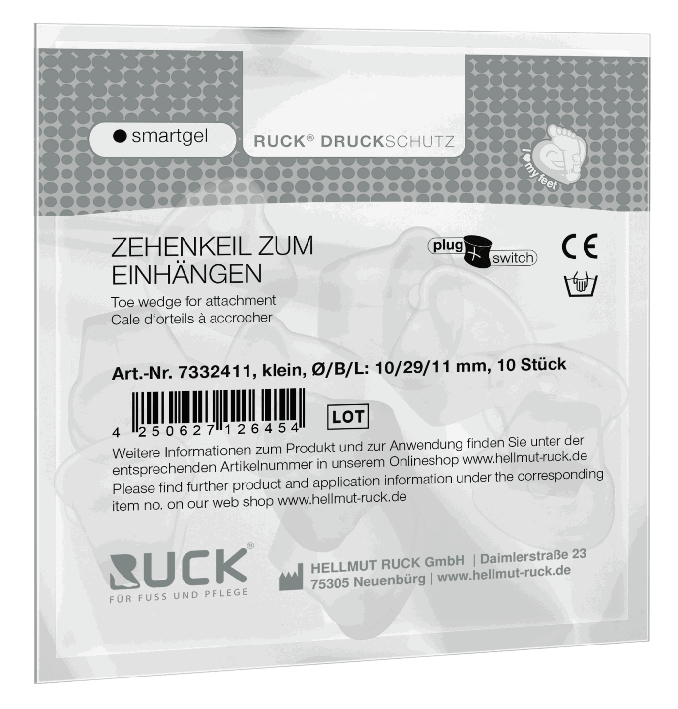 RUCK® smartgel plug+switch Zehenkeil zum Einhängen, inkl. Plug Set Gr. S 10-er Set