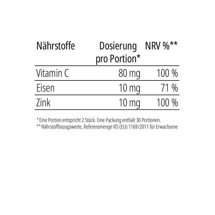 BAEHR Immun Support Gums mit Vitamin C, Eisen und Zink, Himbeere-Geschmack
