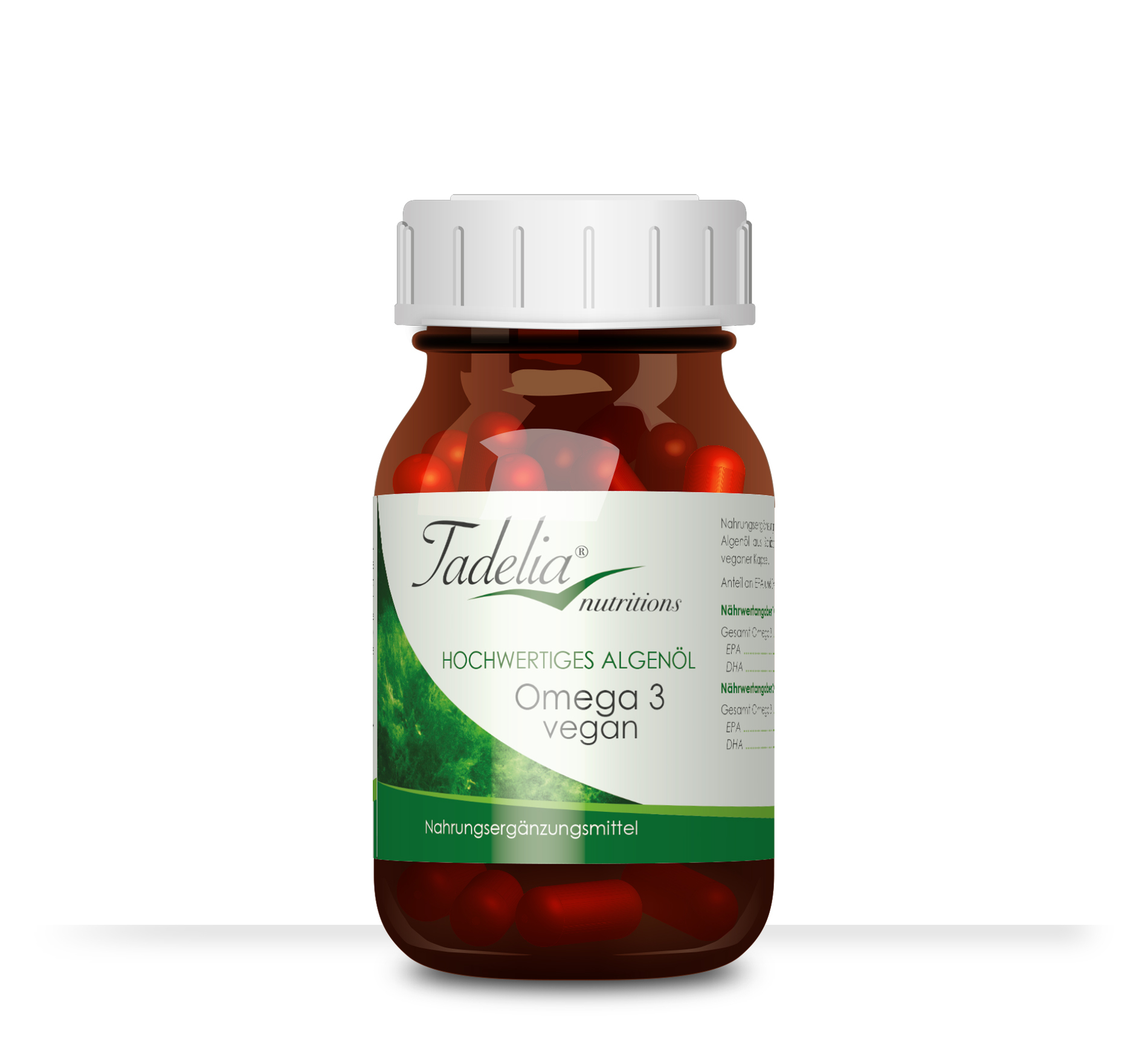 Tadelia®  Omega 3 vegan hochwertiges Algenöl 60 Kapseln | 49,5 g