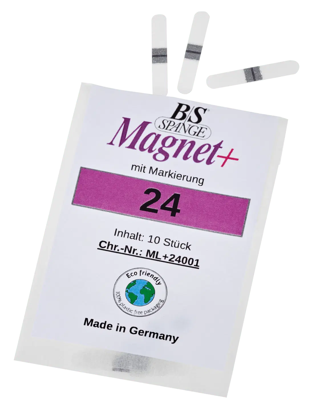 B/S Spange Magnet+ mit Markierung | Länge 24 Breite 4 mm 10 Stück B/S Spange Magnet+ mit Markierung | Länge 24 Breite 4 mm 10 Stück