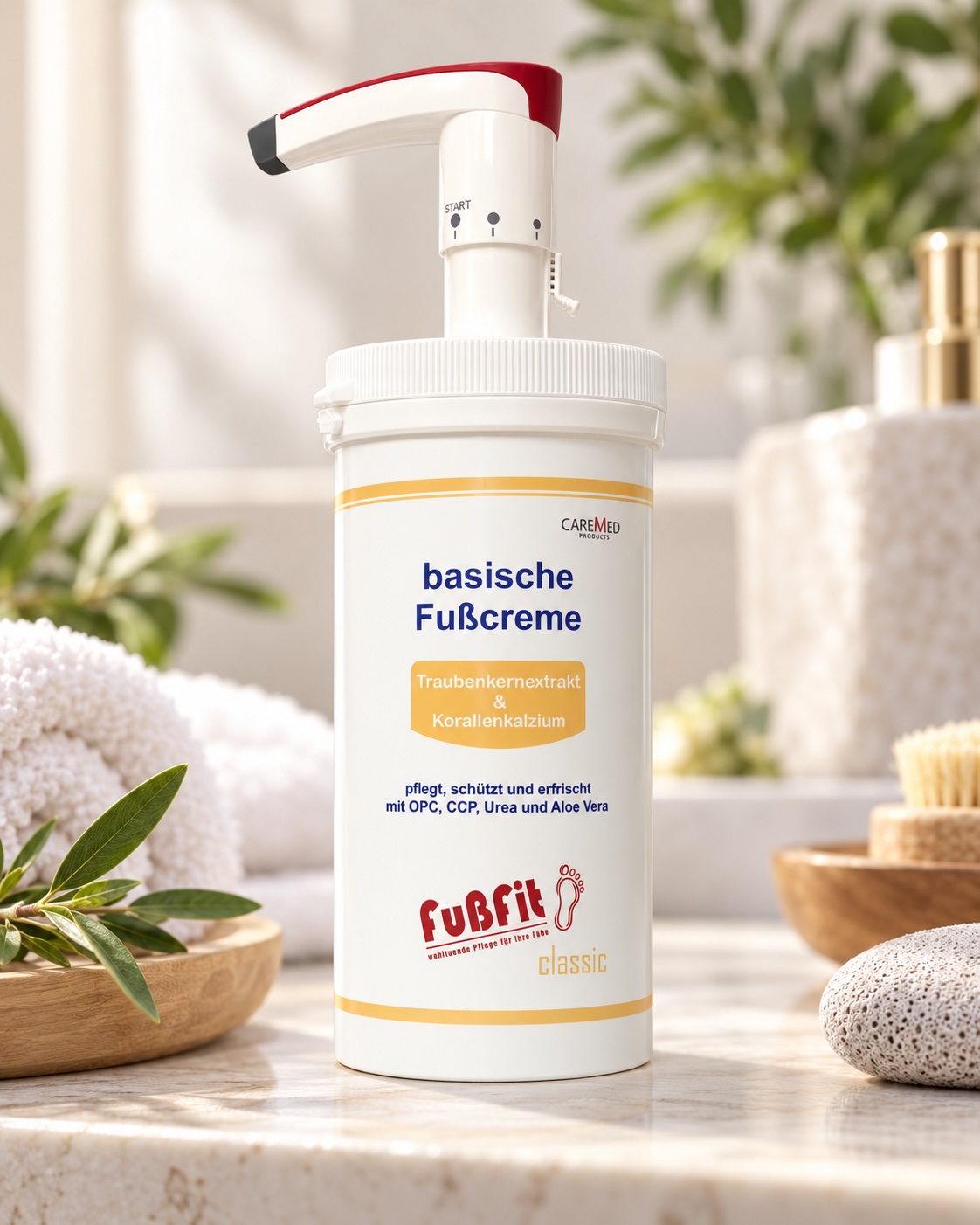 CareMed FußFit basische Fußcreme pH-Wert 8,0 450 ml  |  I´m Nature mit Spender