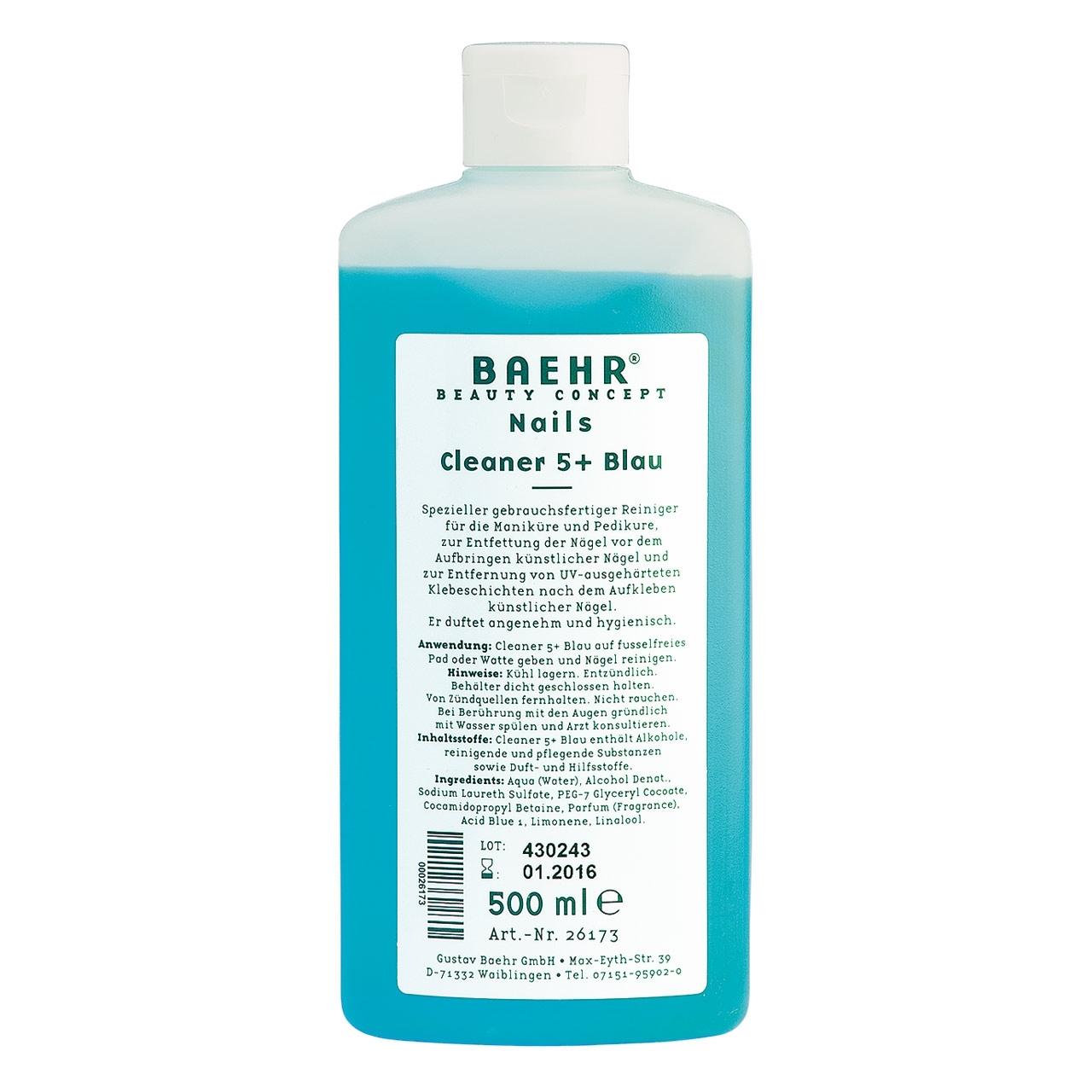 BAEHR BEAUTY CONCEPT Cleaner 5+, blau 500 ml (Staffelpreis) BAEHR BEAUTY CONCEPT Cleaner 5+, blau 500 ml (Staffelpreis)