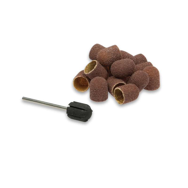 BAEHR 50 Schleifkappen grobe Körnung Ø 13 mm und Gummiträger BAEHR 50 Schleifkappen grobe Körnung Ø 13 mm und Gummiträger