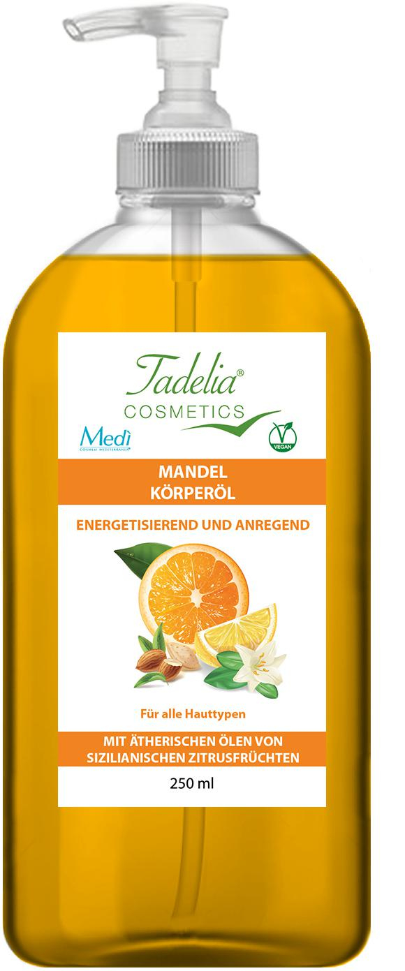 Tadelia® Mandel Körperöl mit ätherischen Ölen von sizilianischen Zitrusfrüchten 250 ml | Vegan