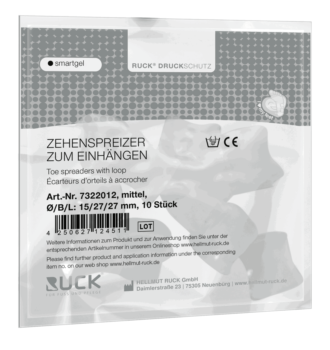 RUCK DRUCKSCHUTZ smartgel Zehenspreizer zum Einhängen | mittel 10 Stück