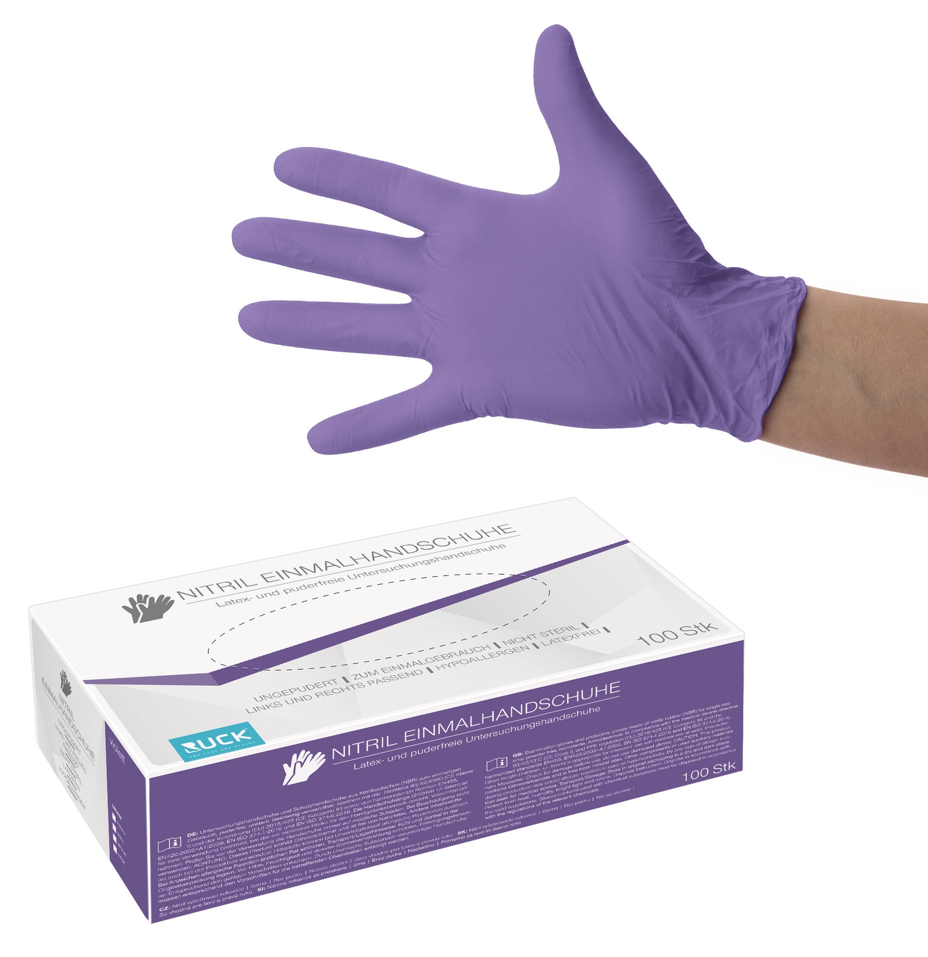 RUCK Nitril-Einmalhandschuhe violett ungepudert | L groß 100 Stück