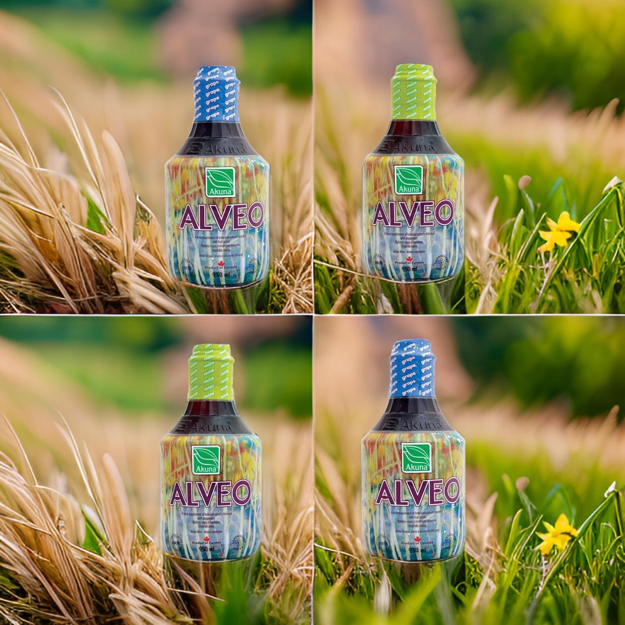 AKUNA ALVEO 950 ml 2x grape und 2x mint | 3,8 Liter AKUNA ALVEO 950 ml 2x grape und 2x mint | 3,8 Liter