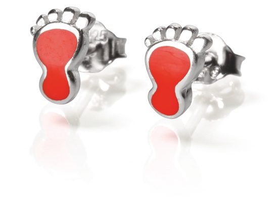 Ohrstecker Füßchen" rot, 1 Paar Ohrstecker Füßchen" rot, 1 Paar