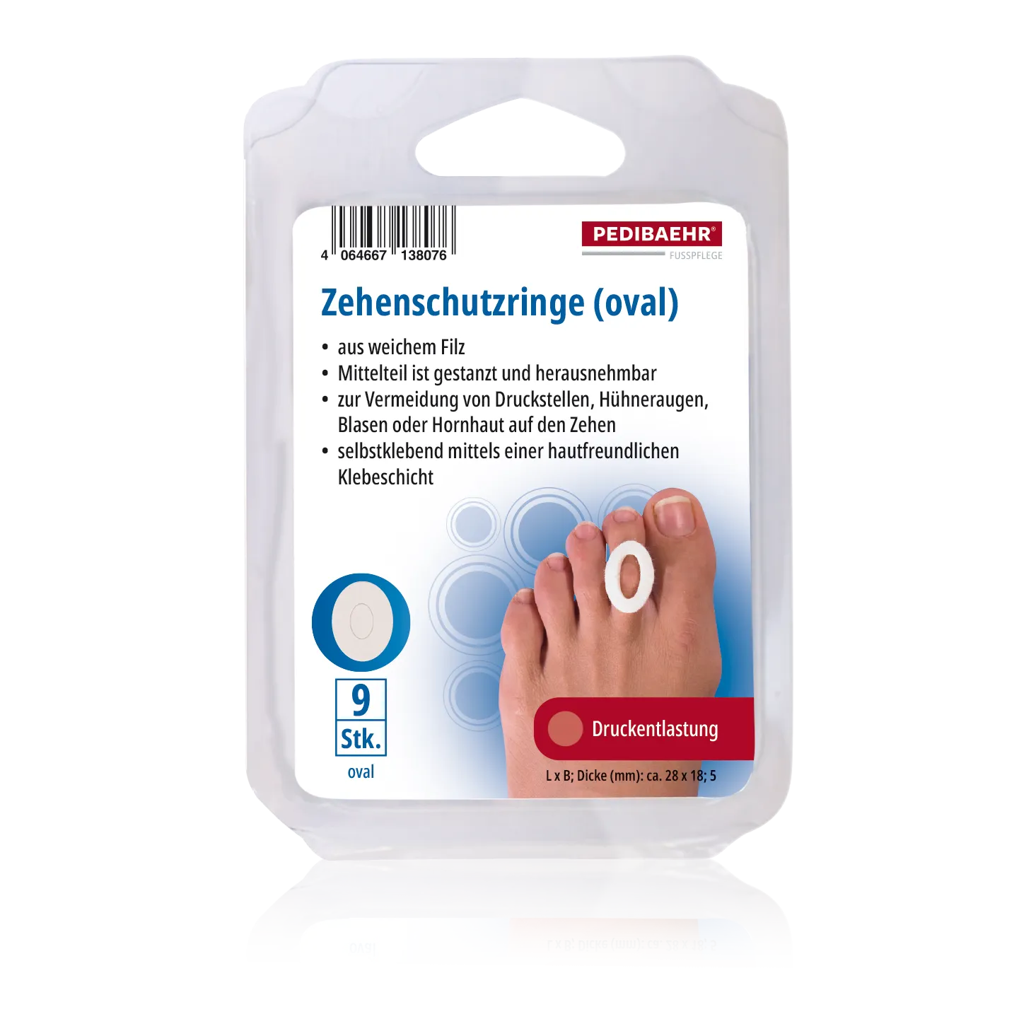 PEDIBAEHR Zehenschutzringe oval, 1 Pack (9 Stk.)
