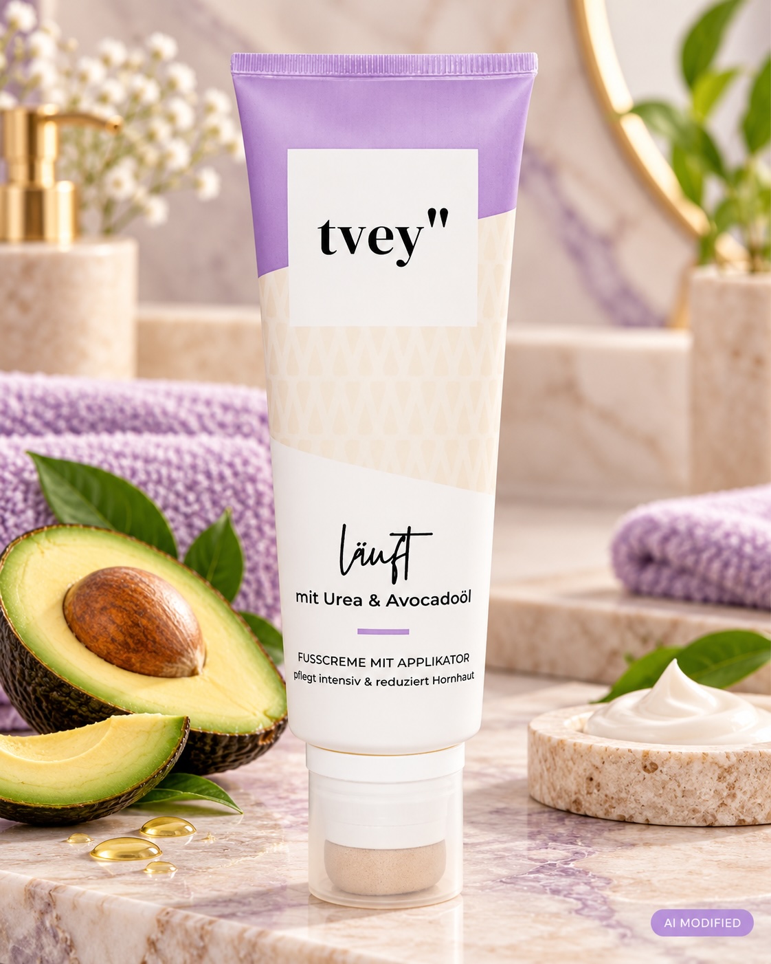tvey Fußcreme "läuft", mit Urea & Avocadoöl, 75 ml