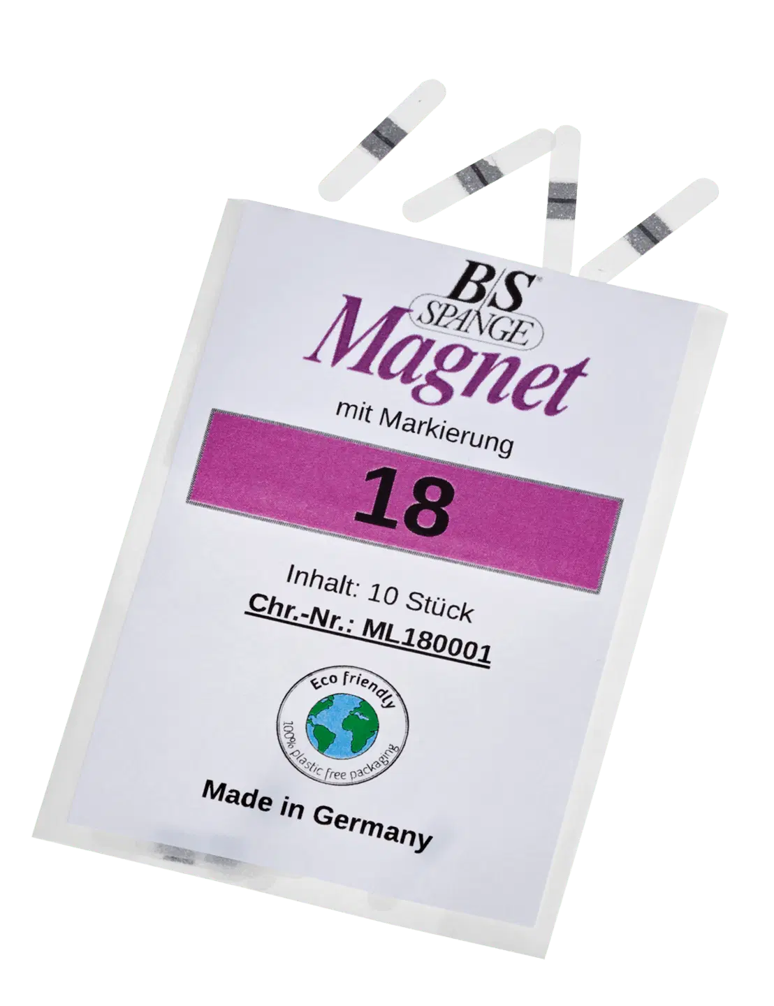 B/S Spangen Magnet mit Markierung | Länge 18 Breite 3 mm 10 Stück B/S Spangen Magnet mit Markierung | Länge 18 Breite 3 mm 10 Stück