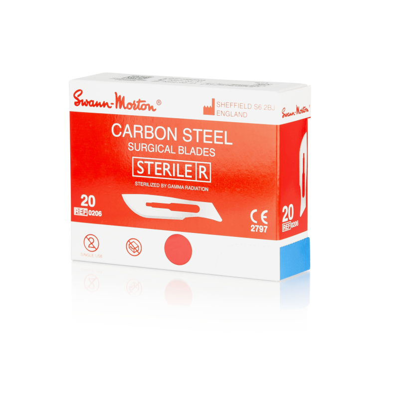 SWANN-MORTON Carbonstahl-Klingen Nr. 20 steril (100 Stück)