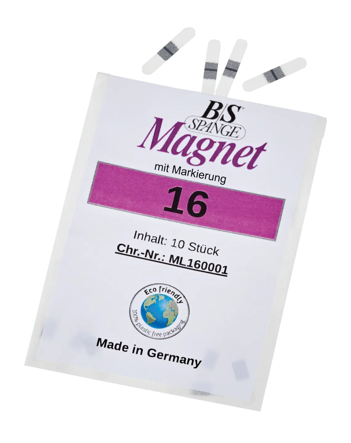 B/S Spangen Magnet mit Markierung | Länge 16 Breite 3 mm 10 Stück
