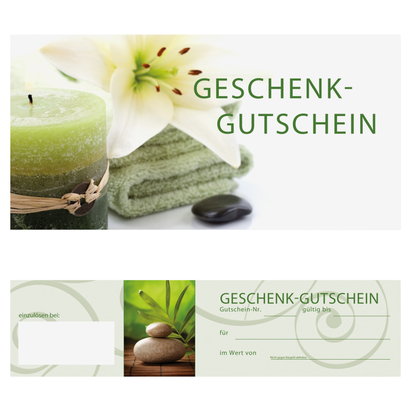 Geschenk-Gutschein "WELLNESS" DIN lang 25 Stk. inkl. Kuvert  Geschenk-Gutschein "WELLNESS" DIN lang 25 Stk. inkl. Kuvert