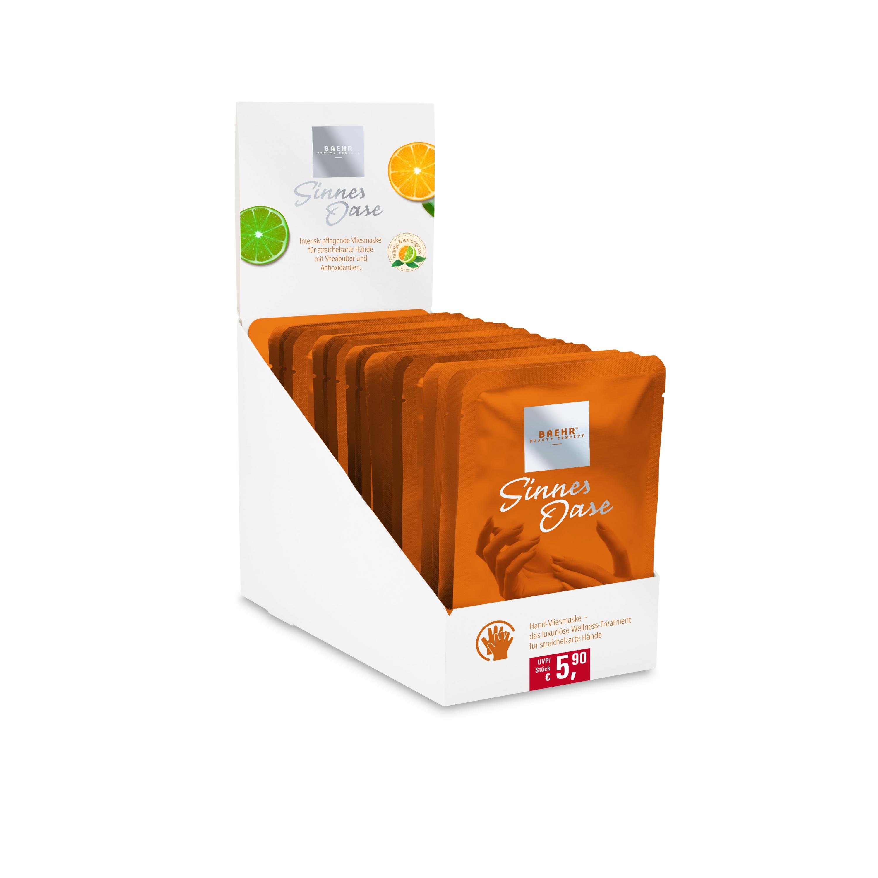 BAEHR BEAUTY CONCEPT Sinnes Oase Hand-VLIESMASKE Thekenaufsteller 30 Sachets a 2 Stück BAEHR BEAUTY CONCEPT Sinnes Oase Hand-VLIESMASKE Thekenaufsteller 30 Sachets a 2 Stück