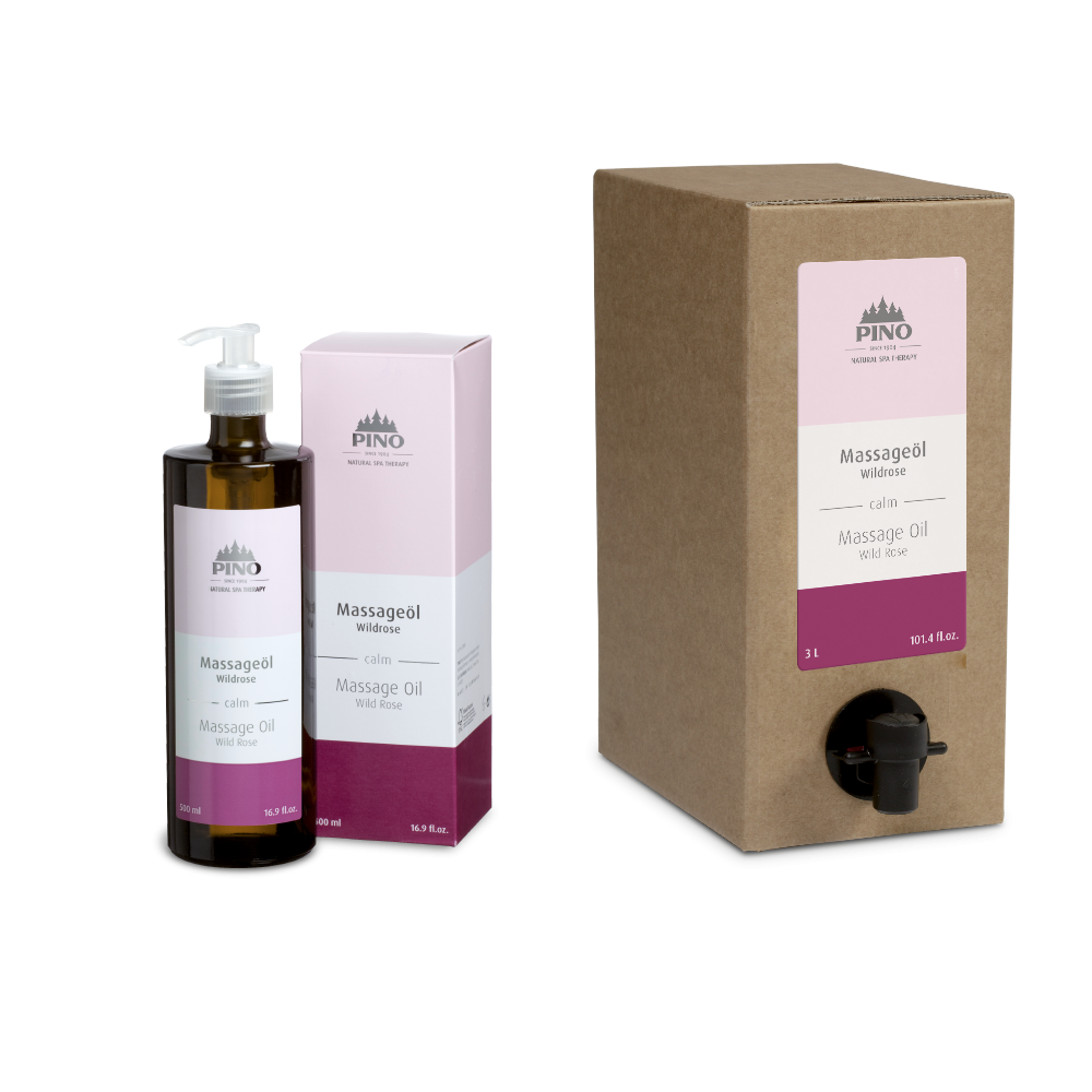 PINO naturreine Aroma Massageöle Wildrose - calm 0,5 l