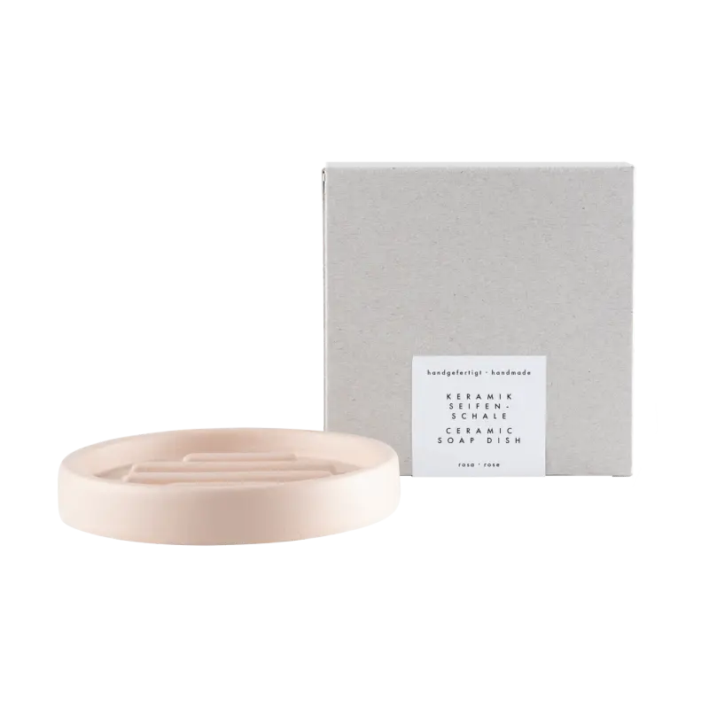 RUCK® Keramik-Seifenschale, handgefertigt, Ø 12 cm rosa