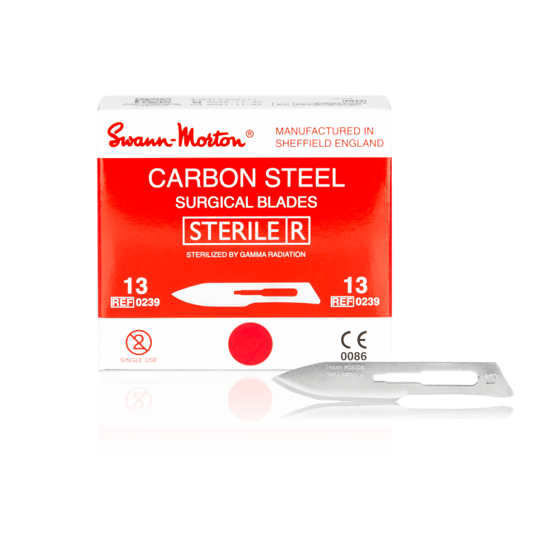 SWANN-MORTON Carbonstahl-Klingen Nr. 13 steril (100 Stück)