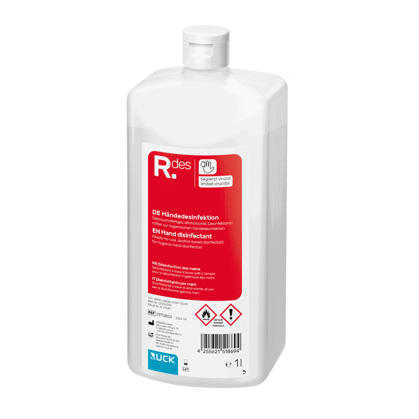 RUCK Händedesinfektion, 1000 ml, Euroflasche RUCK Händedesinfektion, 1000 ml, Euroflasche