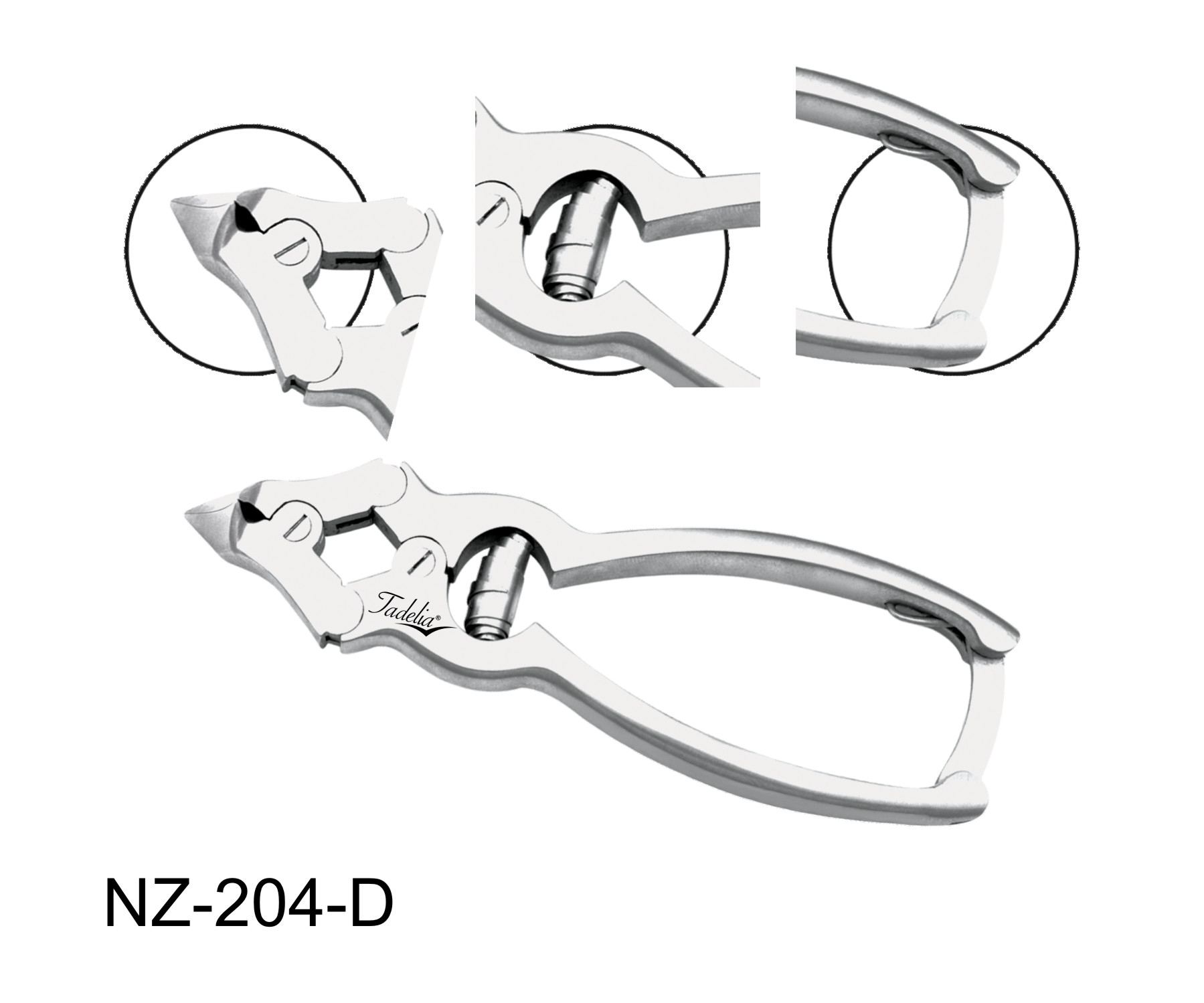 Tadelia® Professional Nagelzange für diabetische Fußpflege | NZ-204-D | Länge 12 cm Schneide 17 mm 