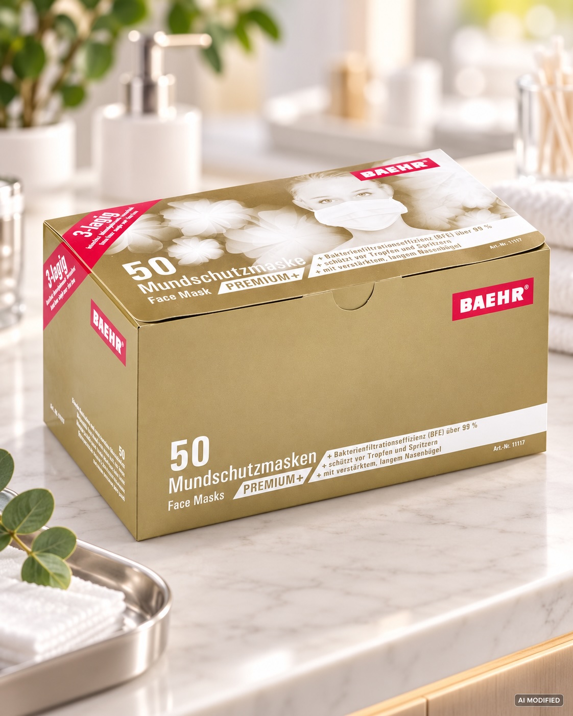 BAEHR - Mundschutzmasken PREMIUM+ | EN 14683 Typ II | 50 Stück