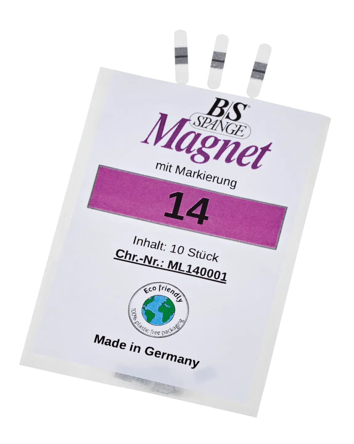 B/S Spangen Magnet mit Markierung | Länge 14 Breite 3 mm 10 Stück