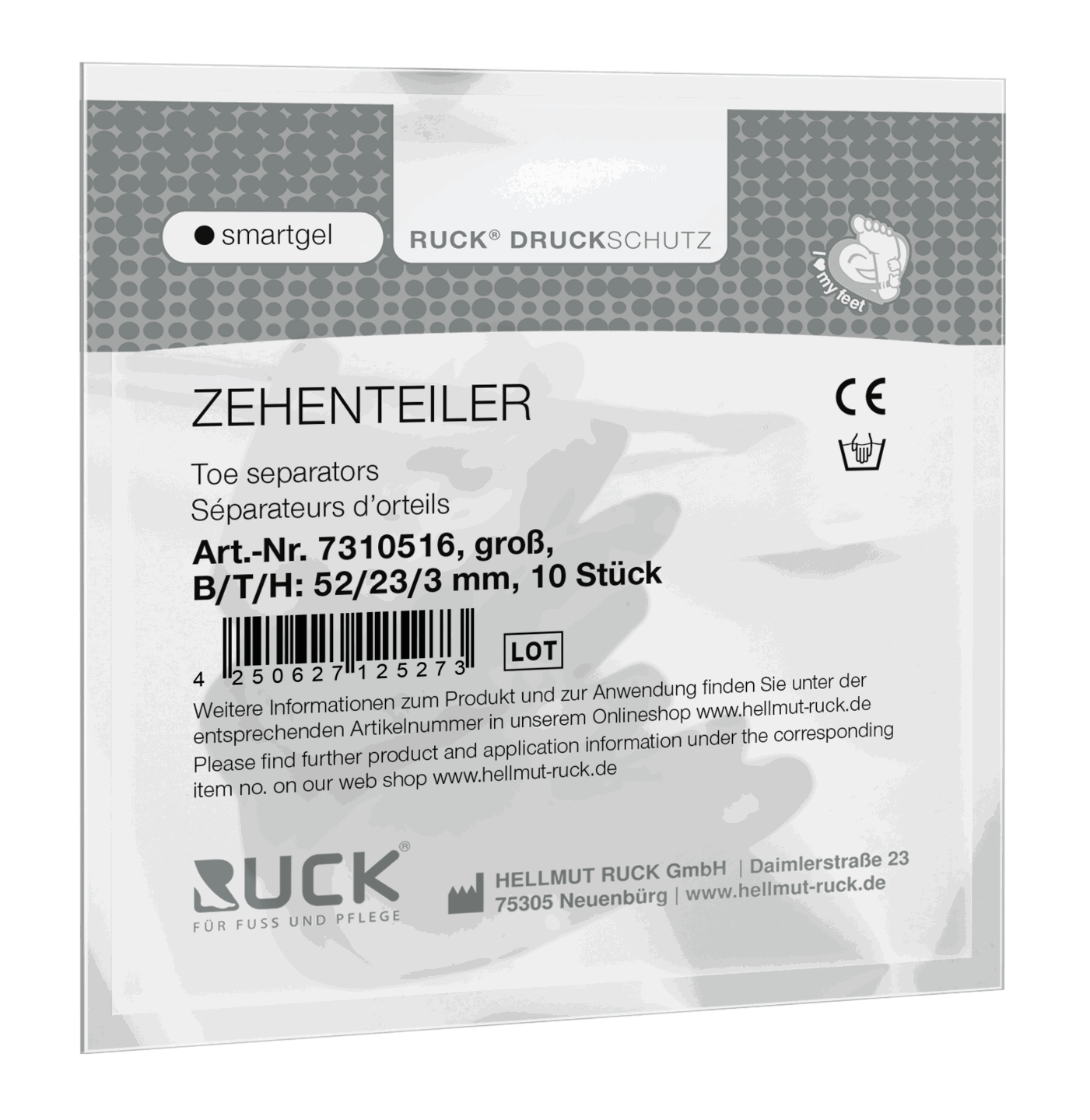 RUCK DRUCKSCHUTZ SmartGel Zehenteiler mittel | 10 Stück