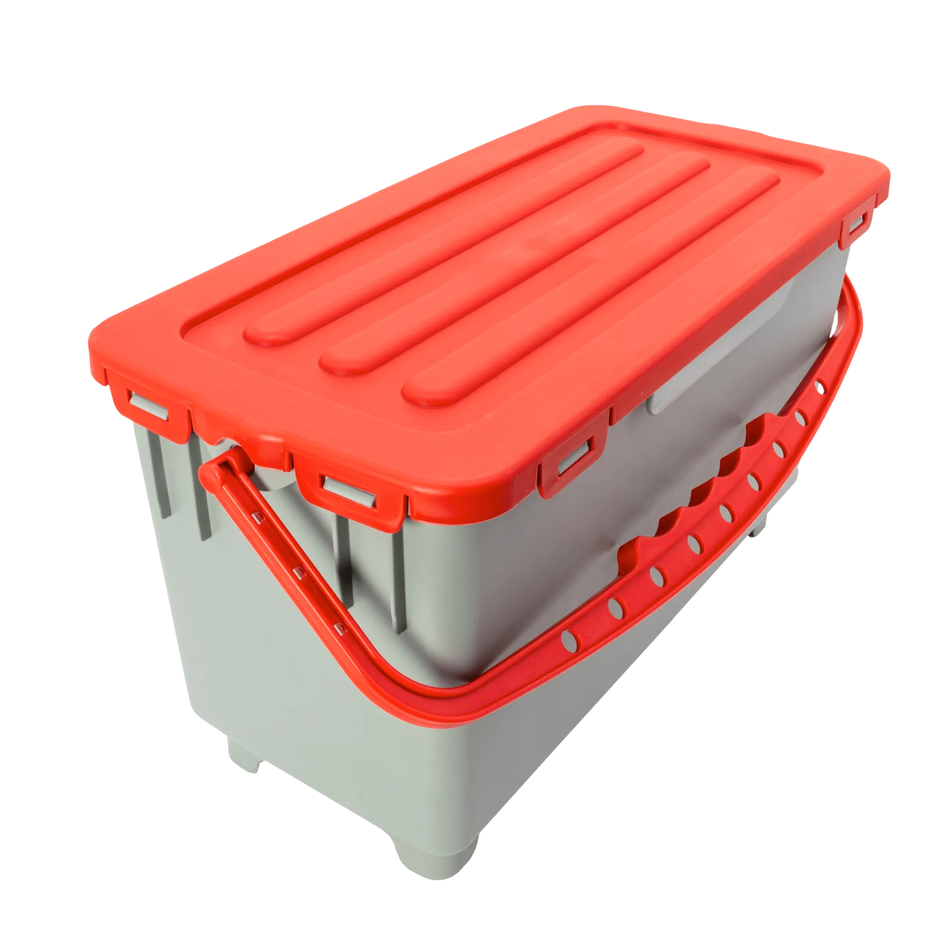 Moppbox, grau roter Henkel und Decken, 22 Liter Moppbox, grau roter Henkel und Decken, 22 Liter