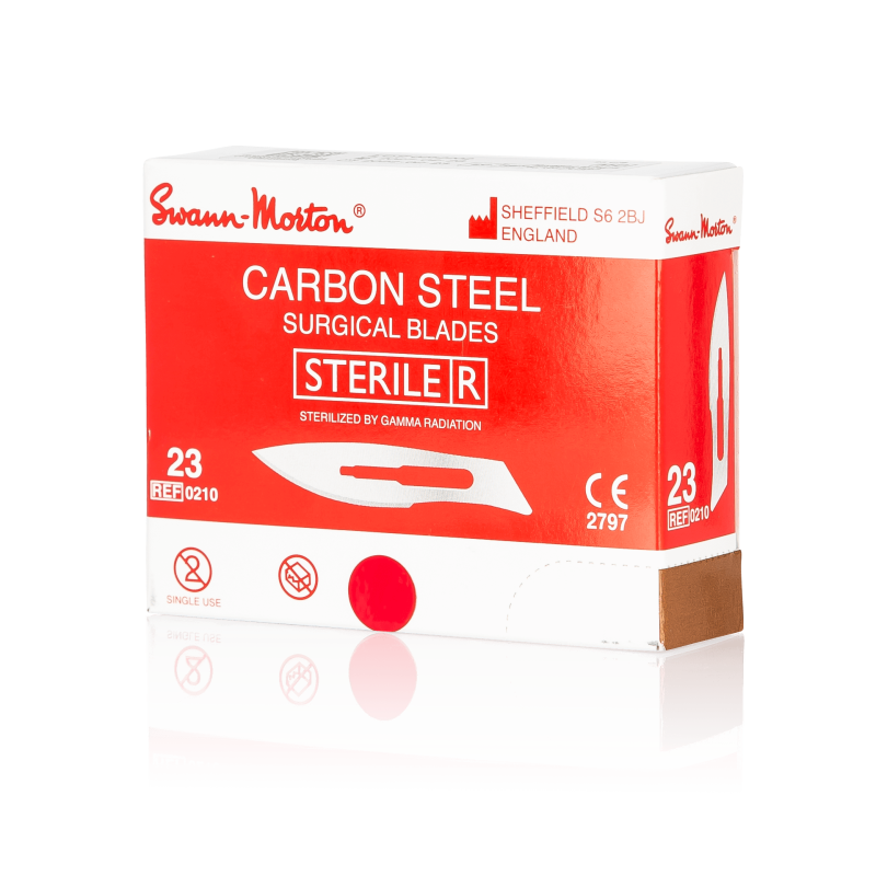 SWANN-MORTON Carbonstahl-Klingen Nr. 23 steril (100 Stück)
