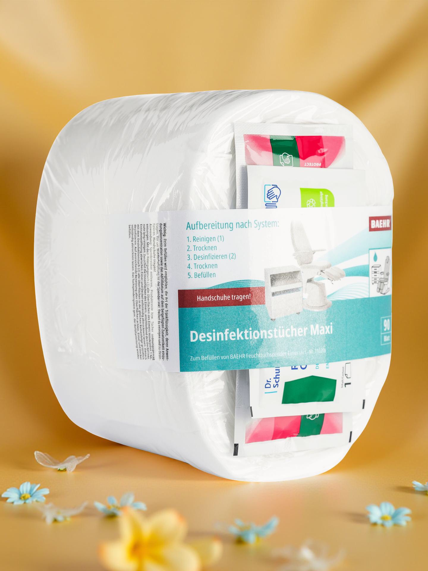 Desinfektionstücher MAXI inkl. 2 Tücher für Reinigung und Desinfektion, 1 Rolle (90 Blatt)