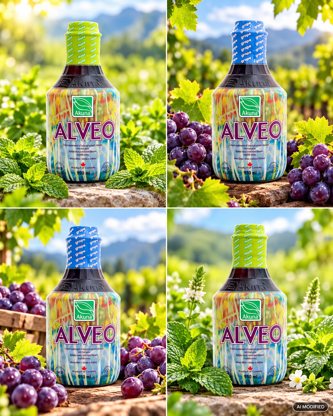 AKUNA ALVEO 950 ml 2x grape und 2x mint | 3,8 Liter
